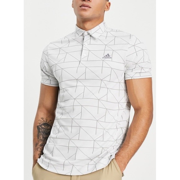 adidas Other - Adidas Men's Lines Jacquard Polo Shirt White Geometric Print M NWT